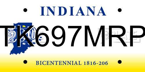 TK697MRP Indiana License Plate