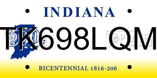 TK698LQM Indiana License Plate