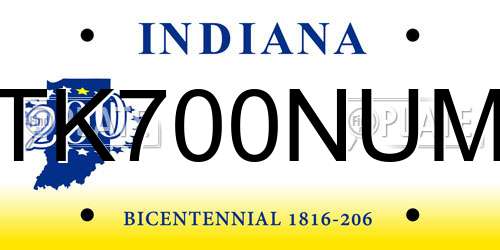 TK700NUM Indiana License Plate