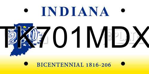 TK701MDX Indiana License Plate