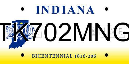 TK702MNG Indiana License Plate