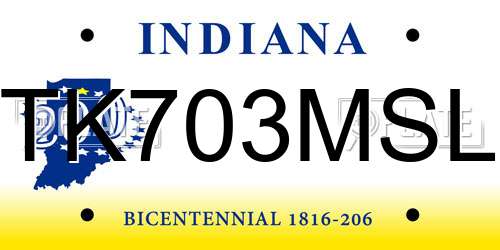 TK703MSL Indiana License Plate
