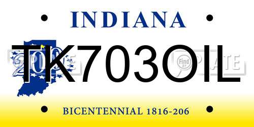 TK703OIL Indiana License Plate