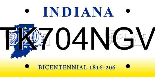 TK704NGV Indiana License Plate
