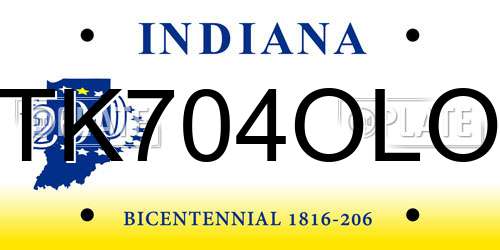 TK704OLO Indiana License Plate