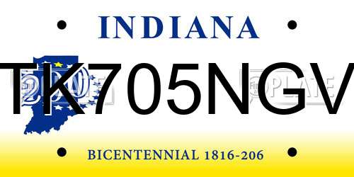 TK705NGV Indiana License Plate