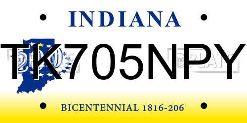 TK705NPY Indiana License Plate