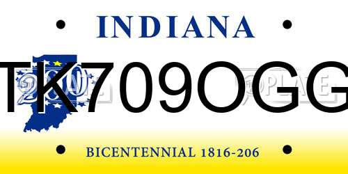 TK709OGG Indiana License Plate
