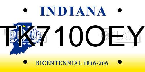 TK710OEY Indiana License Plate