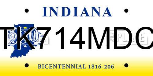 TK714MDC Indiana License Plate