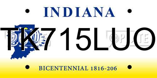 TK715LUO Indiana License Plate