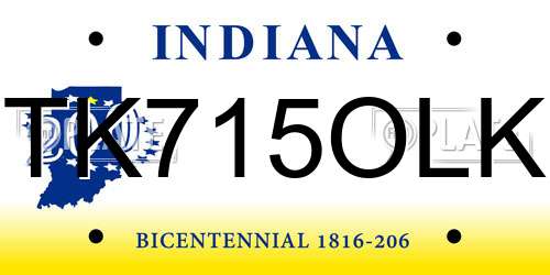 TK715OLK Indiana License Plate