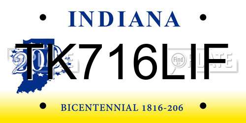 TK716LIF Indiana License Plate