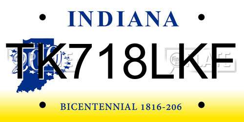 TK718LKF Indiana License Plate