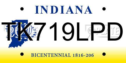 TK719LPD Indiana License Plate