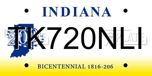 TK720NLI Indiana License Plate