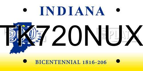 TK720NUX Indiana License Plate