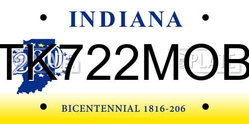TK722MOB Indiana License Plate