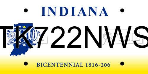 TK722NWS Indiana License Plate