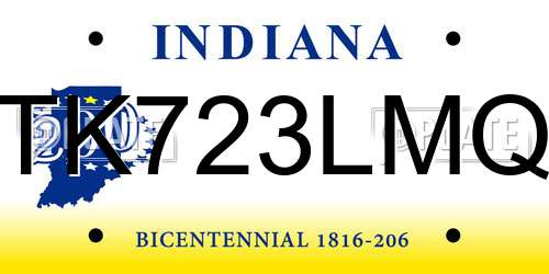 TK723LMQ Indiana License Plate