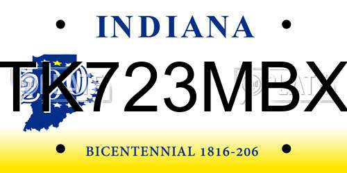 TK723MBX Indiana License Plate