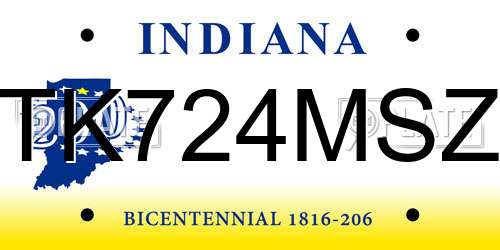 TK724MSZ Indiana License Plate
