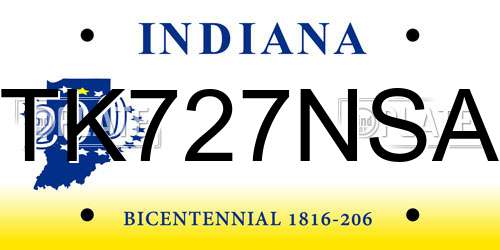 TK727NSA Indiana License Plate