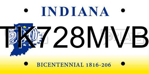 TK728MVB Indiana License Plate