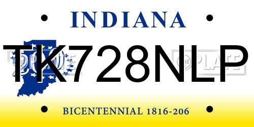 TK728NLP Indiana License Plate