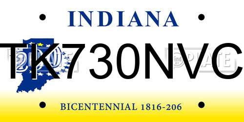 TK730NVC Indiana License Plate