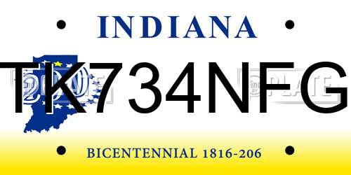 TK734NFG Indiana License Plate