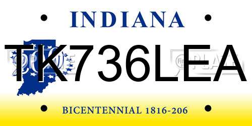 TK736LEA Indiana License Plate