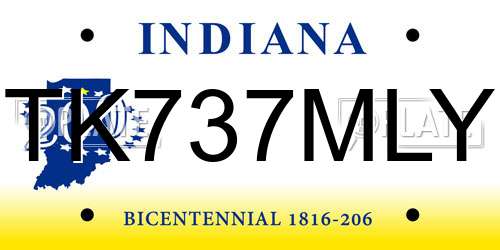 TK737MLY Indiana License Plate