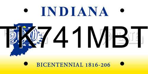TK741MBT Indiana License Plate
