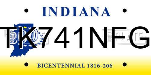 TK741NFG Indiana License Plate