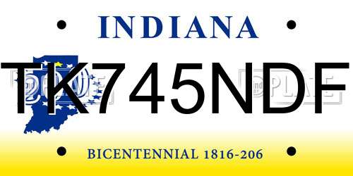 TK745NDF Indiana License Plate
