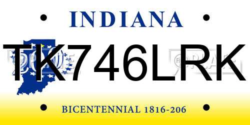 TK746LRK Indiana License Plate