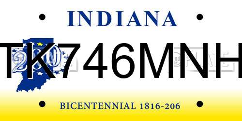 TK746MNH Indiana License Plate