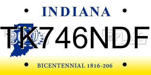 TK746NDF Indiana License Plate