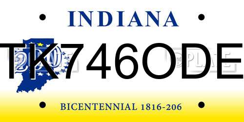 TK746ODE Indiana License Plate