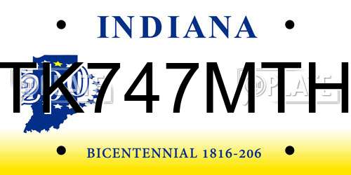TK747MTH Indiana License Plate