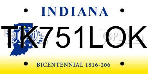 TK751LOK Indiana License Plate