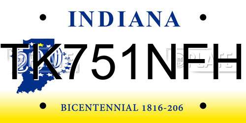 TK751NFH Indiana License Plate