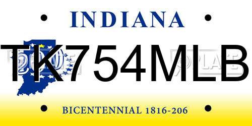 TK754MLB Indiana License Plate
