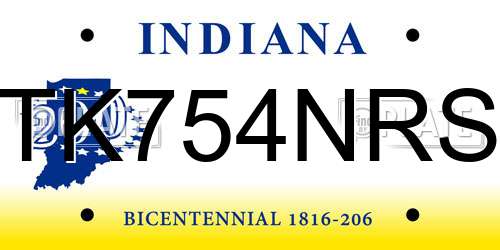 TK754NRS Indiana License Plate