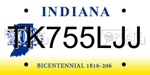 TK755LJJ Indiana License Plate