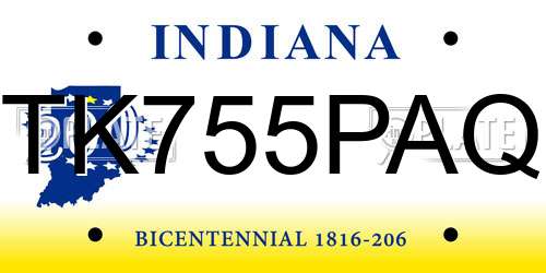 TK755PAQ Indiana License Plate