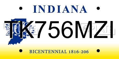 TK756MZI Indiana License Plate