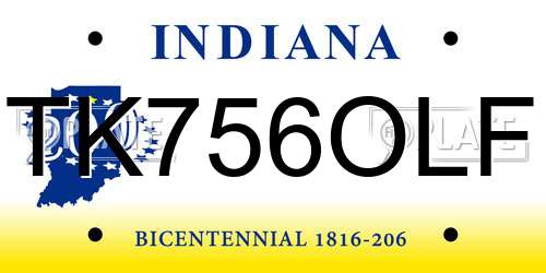 TK756OLF Indiana License Plate