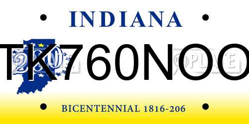 TK760NOO Indiana License Plate